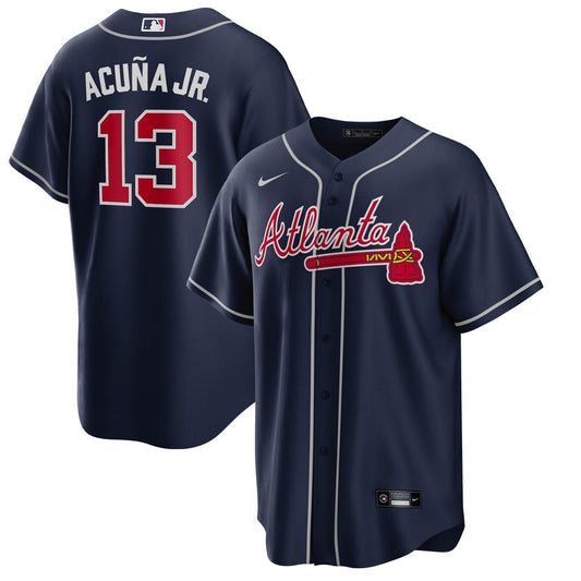 Men's Atlanta Braves Ronald Acuna Jr. Navy Alternate Replica Player Name Jersey