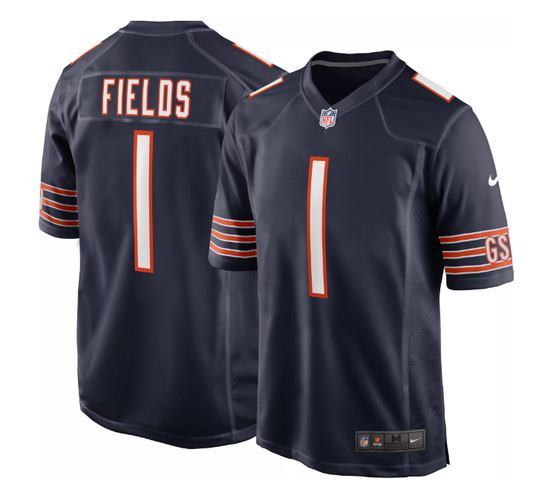 Men's Chicago Bears Justin Fields Navy Replica Game Jersey