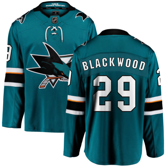 Mackenzie Blackwood San Jose Sharks Fanatics Branded 2021/22 Home Breakaway Jersey - Teal