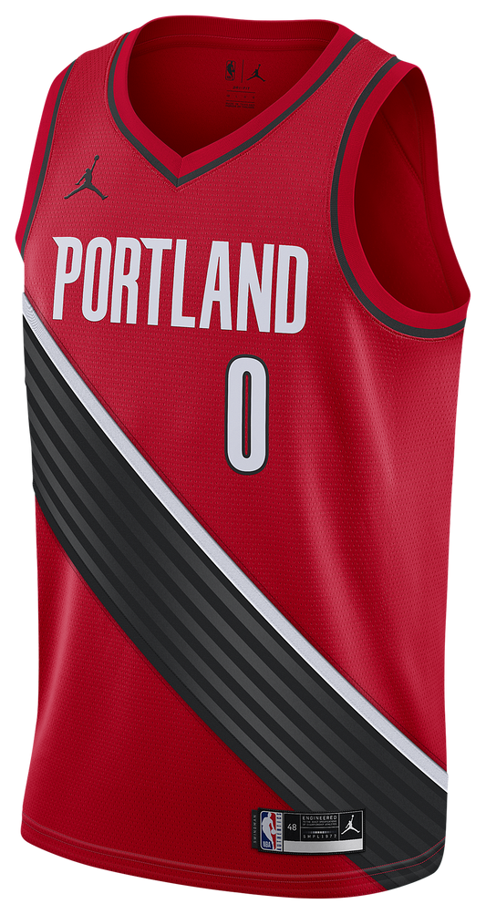 Men's Lillard Damian Jordan Trailblazers Statement Swingman Jersey - Red