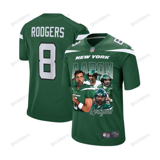 Aaron Rodgers 8 New York Jets Rocket Arm Game YOUTH Jersey - Green