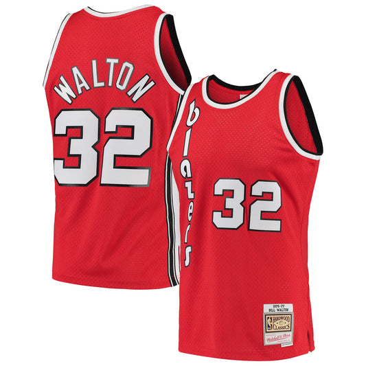 Men's Bill Walton Portland Trail Blazers 1976 Mitchell & Ness Red Hardwood Classics Swingman Jersey