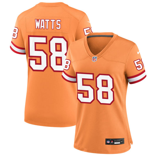 Markees Watts Tampa Bay Buccaneers Nike Women's Throwback Game Jersey - Orange