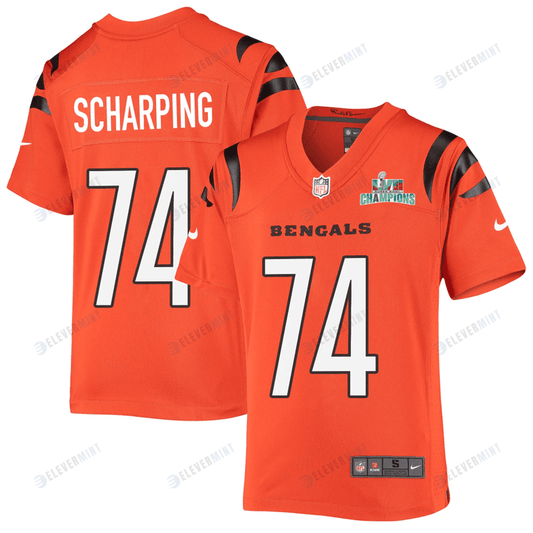 Max Scharping 74 Cincinnati Bengals Super Bowl LVII Champions Youth Alternate Game Jersey - Orange