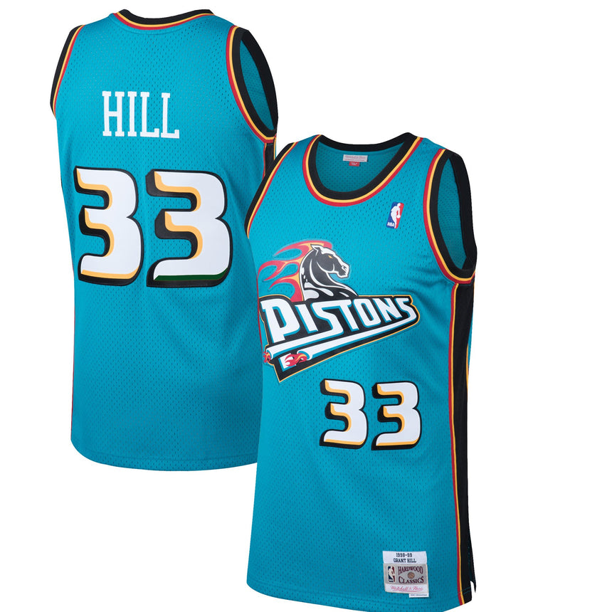 Men's Detroit Pistons Grant Hill Mitchell & Ness Teal 1998-99 Hardwood Classics Swingman Jersey