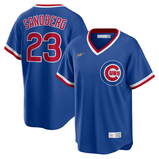 Men's Chicago Cubs Ryne Sandberg Royal Road Cooperstown Collection Player Jersey