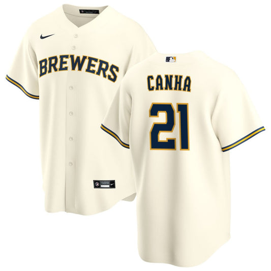 Mark Canha Milwaukee Brewers Nike Home Replica Jersey - Cream