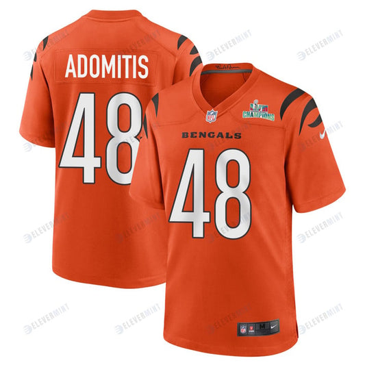 Cal Adomitis 48 Cincinnati Bengals Super Bowl LVII Champions Men Alternate Game Jersey - Orange