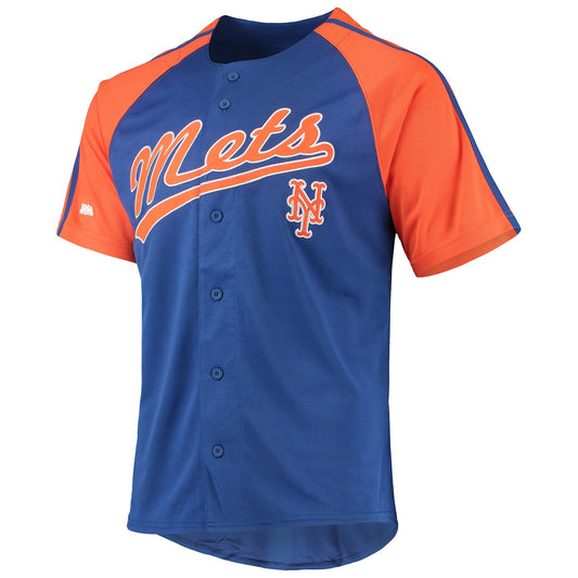 Men's  Stitches Mets Button-Down Raglan Replica Jersey - Blue