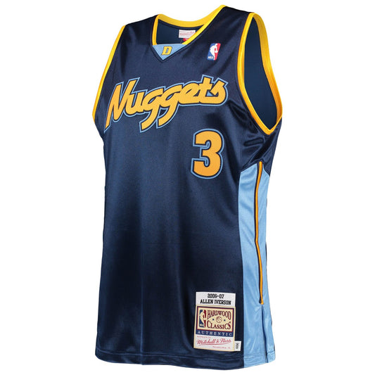 Men's Allen Iverson Mitchell & Ness Nuggets Hardwood Classics Authentic 2006 Jersey - Navy