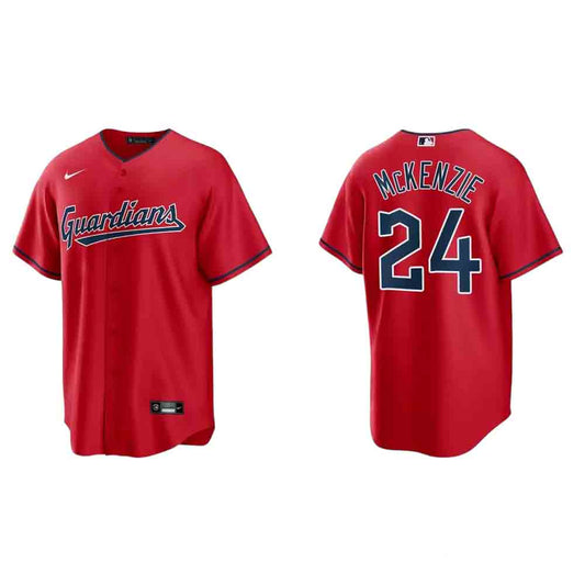 Men's Cleveland Guardians Triston McKenzie Cool Base Replica Alternate Jersey - Red