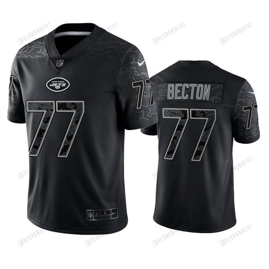 Mekhi Becton 77 New York Jets Black Reflective Limited Jersey - Men