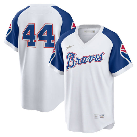 Men's Atlanta Braves Hank Aaron Home Cooperstown Collection Player Jersey - White