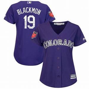 Womens Colorado Rockies Charlie Blackmon Cool Base Replica Jersey Purple