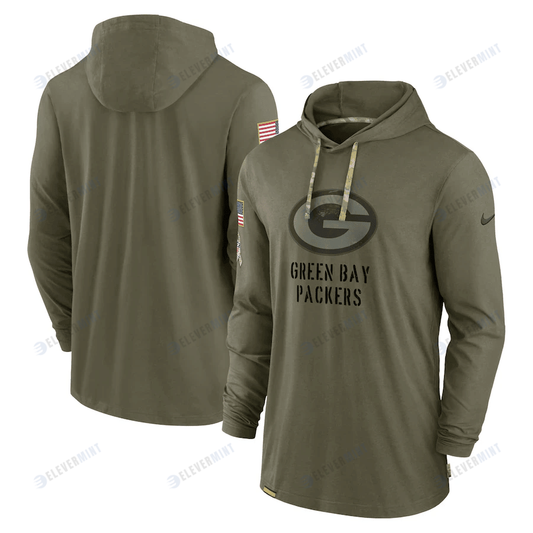 Men Green Bay Packers 2022 Salute to Service Tonal Pullover Hoodie - Olive